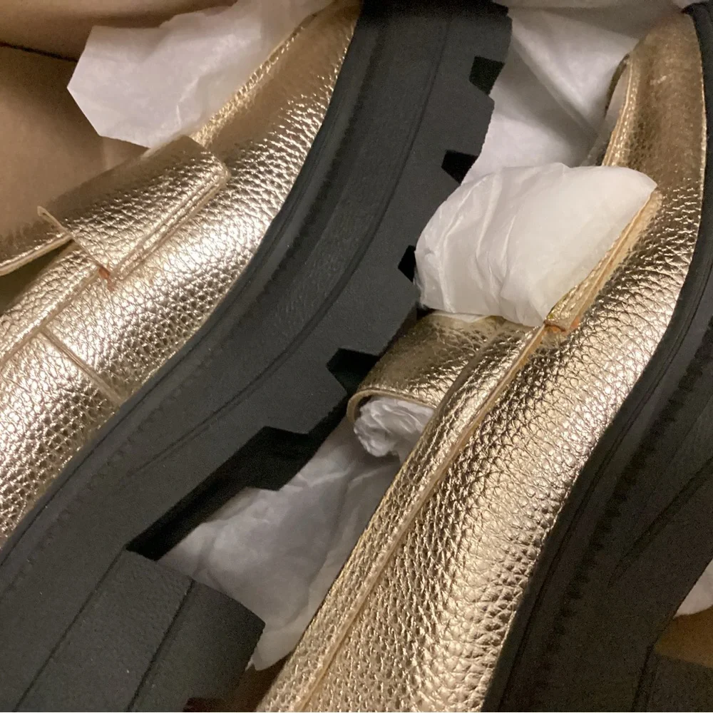 Katy Perry Geli Combat Loafers Gold Metallic 7.5 Med